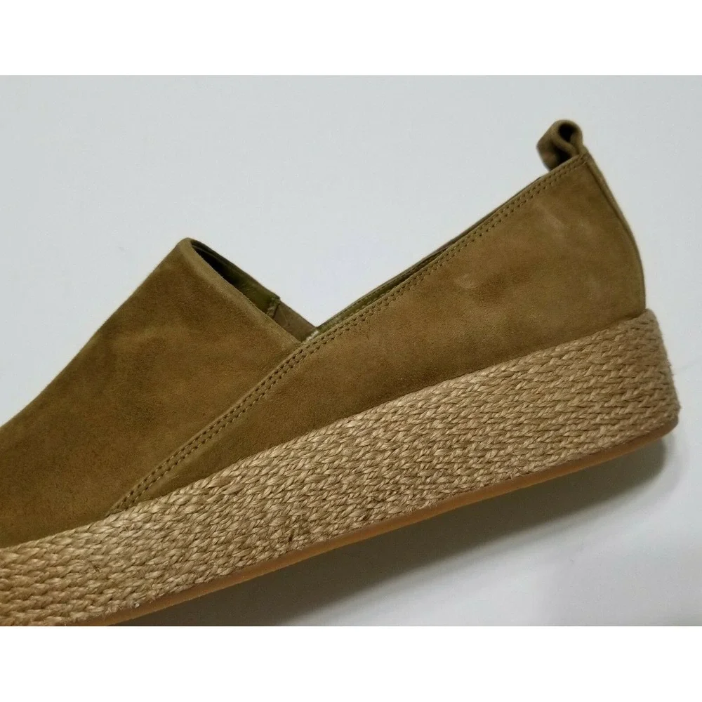 Vince Saxon‎ Suede Platform Espadrille Slip On Sneakers Olivewood NWOB Size 8.5